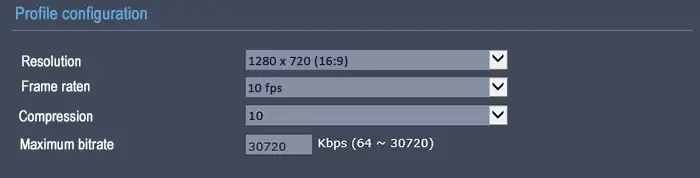 Bitrate on 720p 10FPS