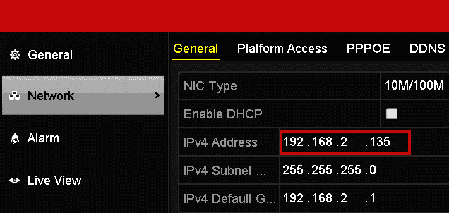 DVR IP configuration