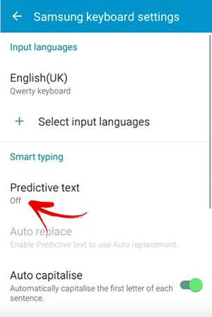 Turn off predictive text