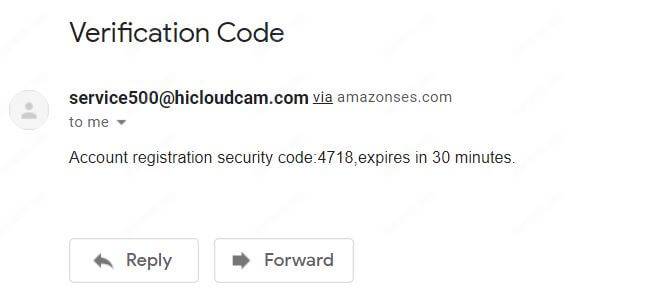 Email with the verification code