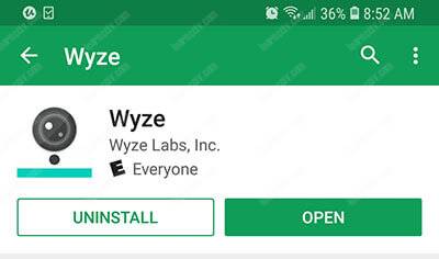 Wyse Cam V2 app open