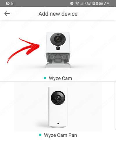 Wyze Cam V2 App - Choose camera
