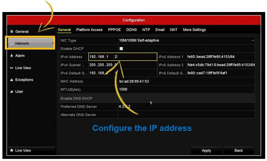 bind screw call out Hikvision DVR Network Setup (For Local Network Access) - Learn CCTV.com