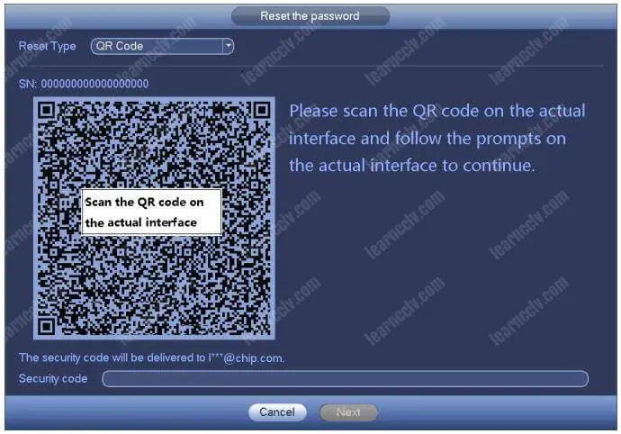 Dahua NVR Reset Password QR Code