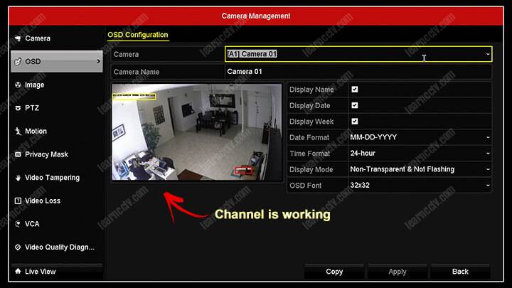 Hikvision DVR Channel is working