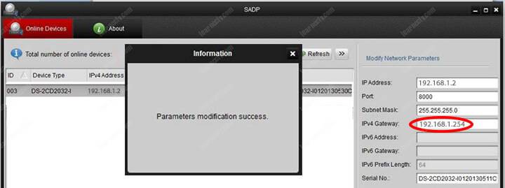 Hikvision SADP Gateway configuration