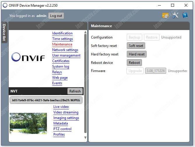 Onvif Device Manager Camera Maintenance