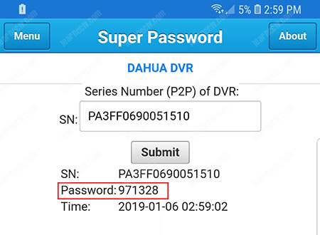 Super Password Dahua DVR
