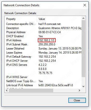 Windows Network Connections IP