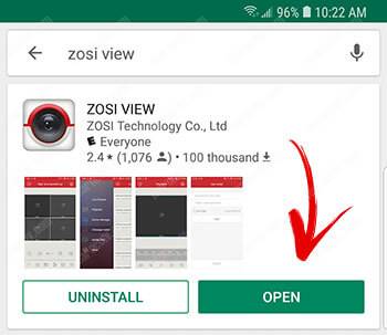 Zosi View Mobile App Open