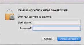 MAC OS user password window
