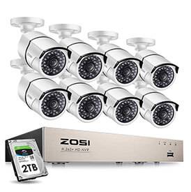 Zosi H265 8 channel 5MP PoE NVR