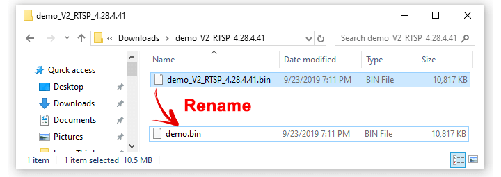 Rename the  RTSP Firmware