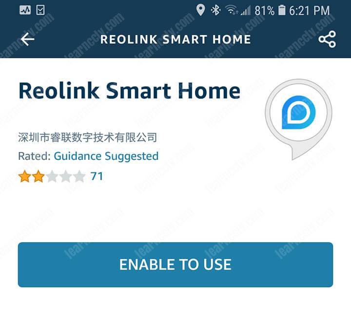 Enablg the Reolink Smart Home