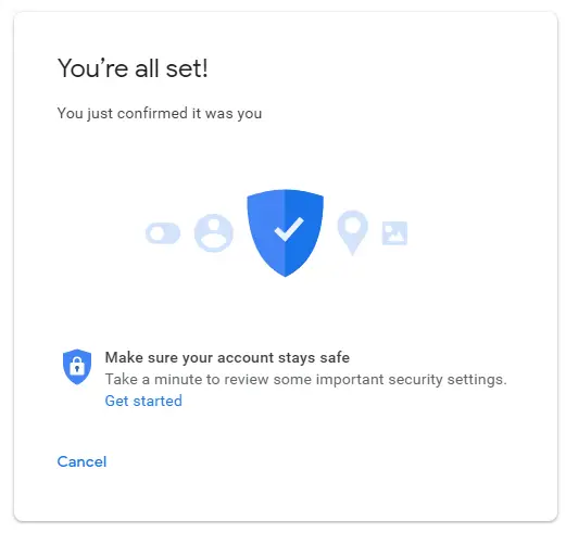 Google Less Secure apps Alert Confirm All Set