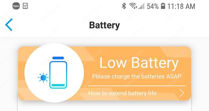 Reolink Argus PT Battery Low Battery Warning