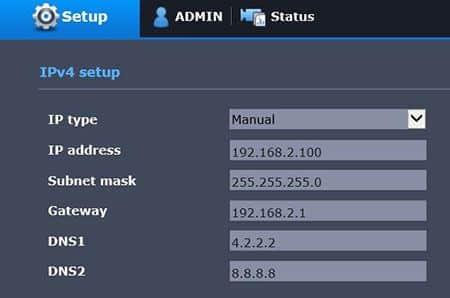 IP camera network menu