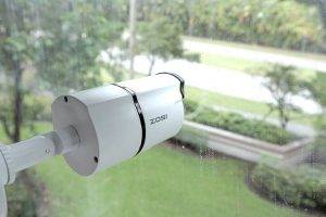 Security camera behind glass