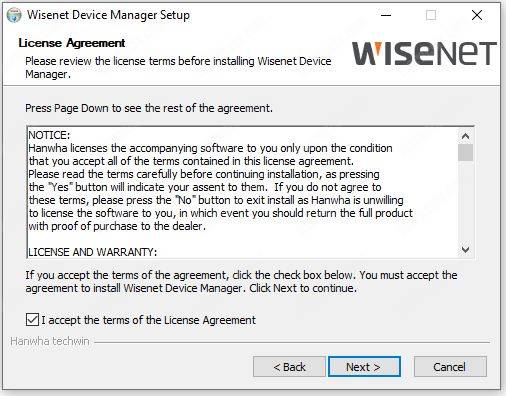 Wisenet Device Manager install 02