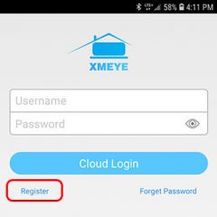 XMeye Register Button