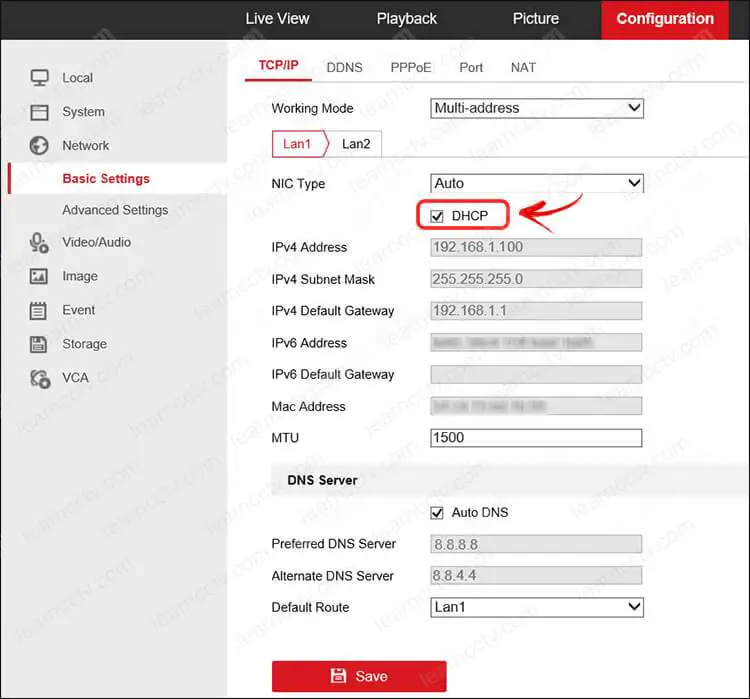 Enable DHCP on Hikvision DVR using a Web browser