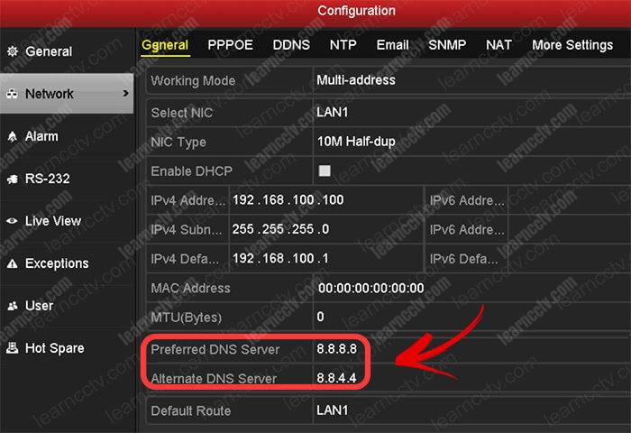 Hikvision DNS configuration