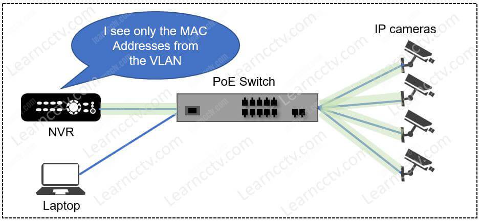 Hikvision NVR connected to a PoE Switch with VLAN