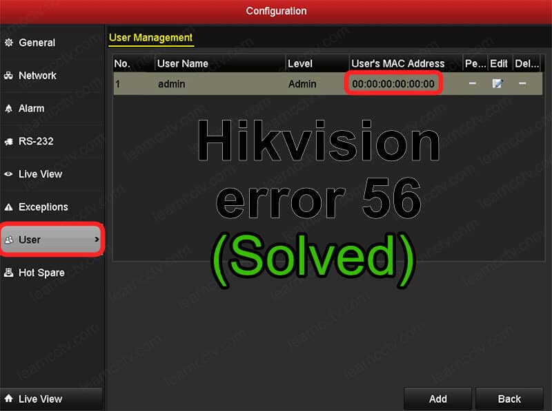 Hikvision error code 56 solved
