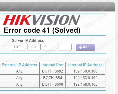 hikvision error code 41 solved