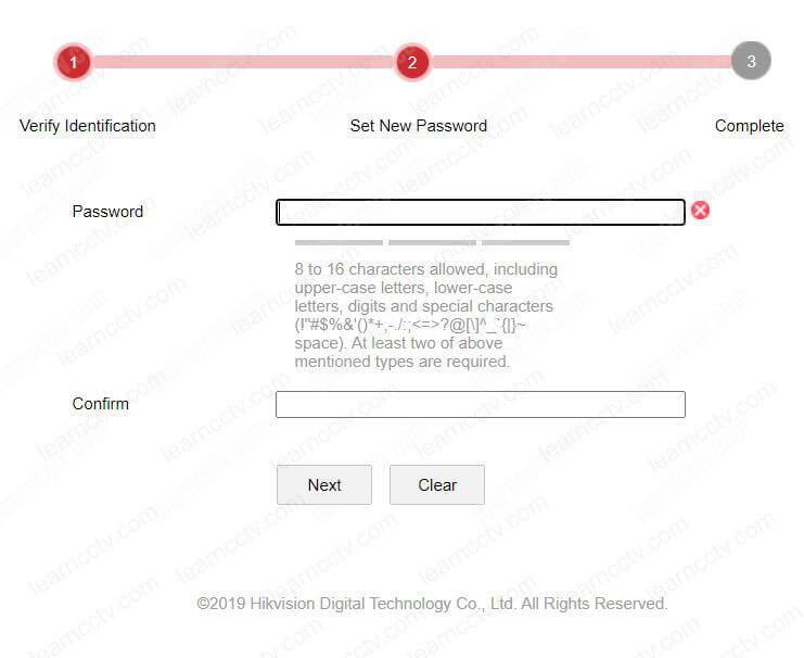 Create a new password for the Hikvsion camera
