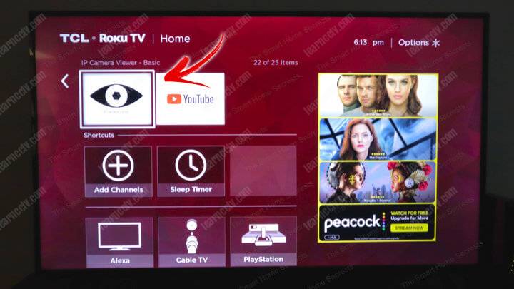IP Camera Viewer Installed On a Roku TV