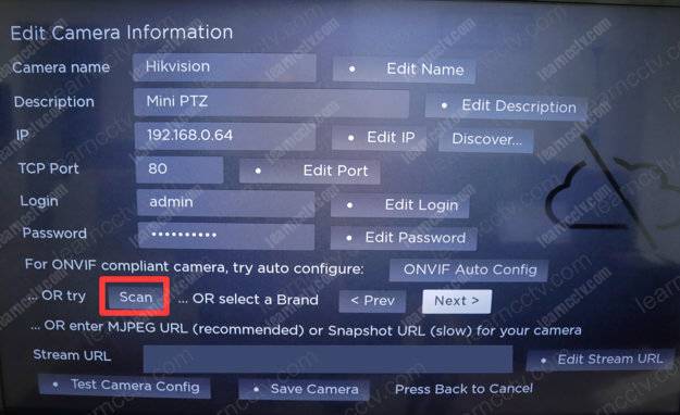 IP Camera Viewer Scan Button