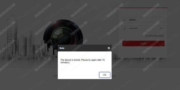 Hikvision camera displays the device is locked message on a web browser
