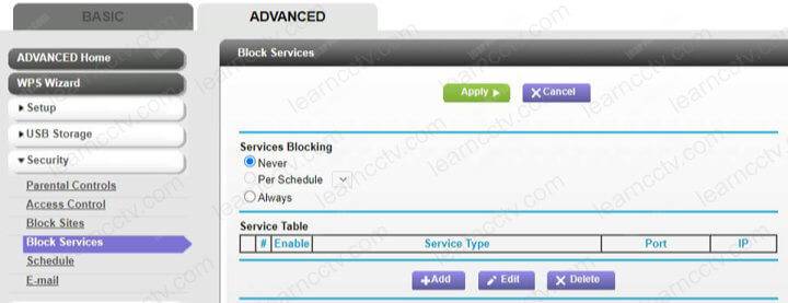 Netgear Router Blocked Services