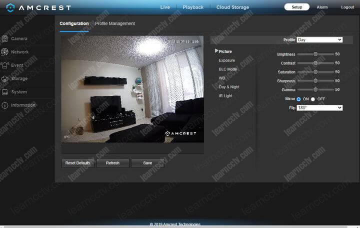Amcrest IP camera setup via web browser