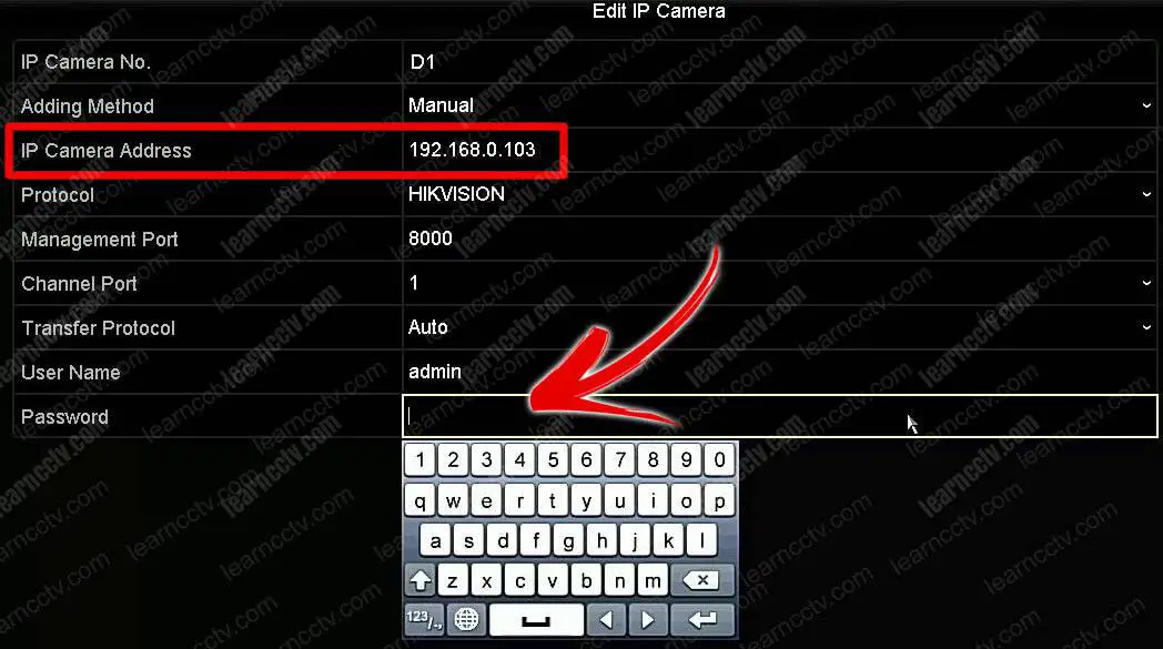 Edit IP camera Address and redentials