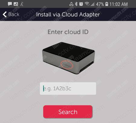 Videoloft cloud adapter Enter cloud ID