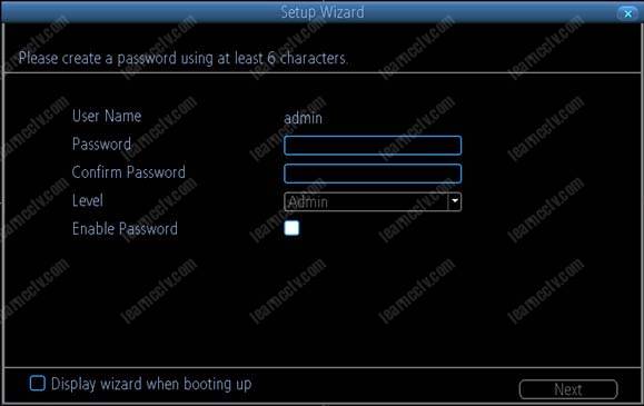 Reolink NVR Create New Password Screen
