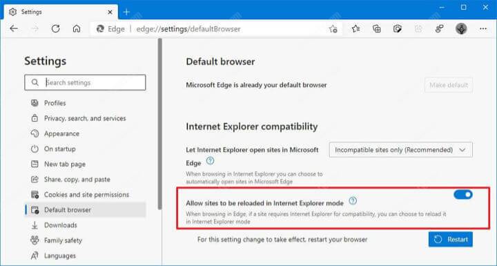 Internet Explorer Settings