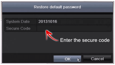 LTS restore default password screen