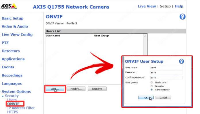 Enable ONVIF on Axis cameras