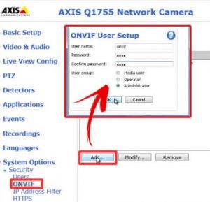 How enable ONVIF on Axis cameras