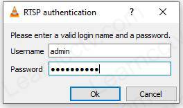 VLC RTSP Username and password