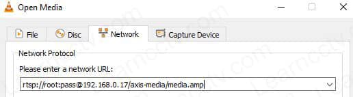 Axis P1365 MKII RTSP URL on VLC