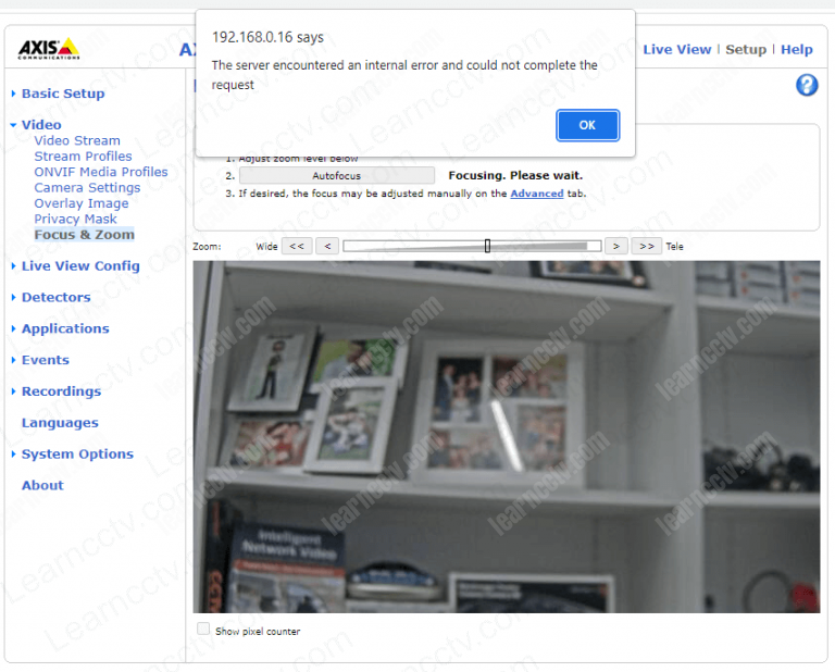 Axis Autofocus internal error message (solved) Learn