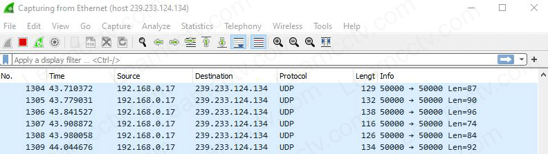 Wireshark shows Multicast Traffic from Axis Camera