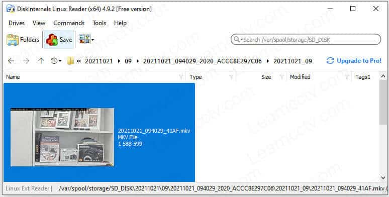 Axis SD card Recording file save