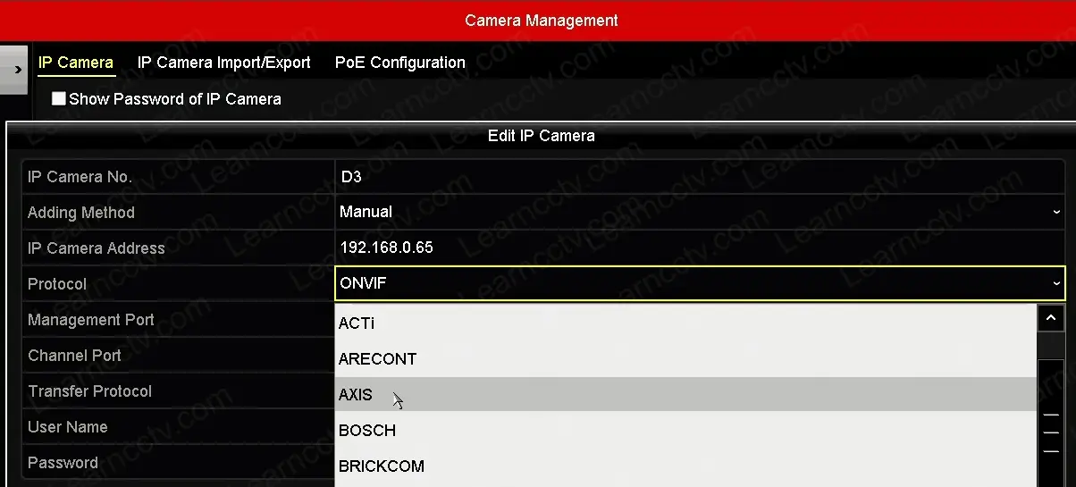 Axis camera ONVIF protocol