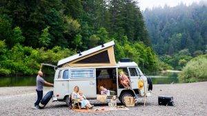 family camping in an RV
