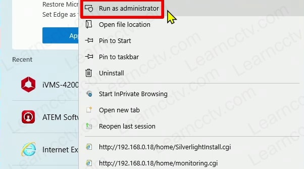 Run Internet Explorer as an administrator